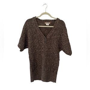 Y2K Love Change Brown V-Neck Sweater